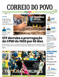 Capa do jornal Correio do Povo 27/03/2026