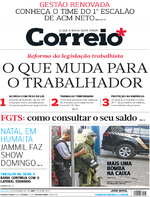 Capa do jornal Correio 23/12/2016