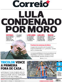 Capa do jornal Correio 13/07/2017