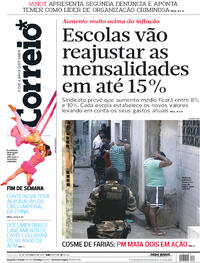 Capa do jornal Correio 15/09/2017