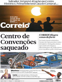 Capa do jornal Correio 22/08/2017