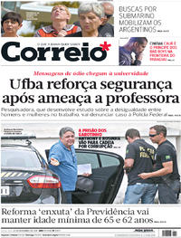 Capa do jornal Correio 23/11/2017