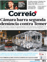 Capa do jornal Correio 26/10/2017