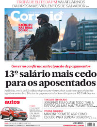 Capa do jornal Correio 29/07/2017