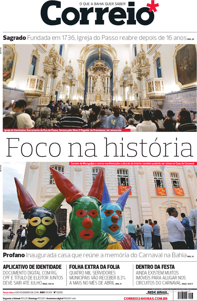 Capa do jornal Correio 06/02/2018