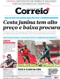 Capa do jornal Correio 03/06/2018