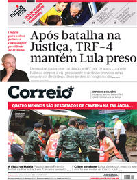 Capa do jornal Correio 09/07/2018