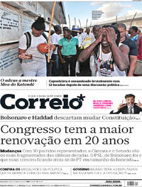 Capa do jornal Correio 09/10/2018