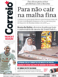 Capa do jornal Correio 13/03/2018