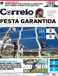 Capa do jornal Correio 14/05/2018