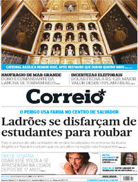 Capa do jornal Correio 14/09/2018