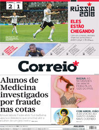 Capa do jornal Correio 24/06/2018