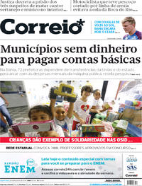 Capa do jornal Correio 29/08/2018
