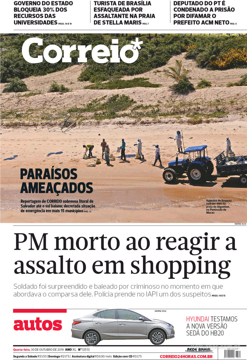 Capa do jornal Correio 30/10/2019