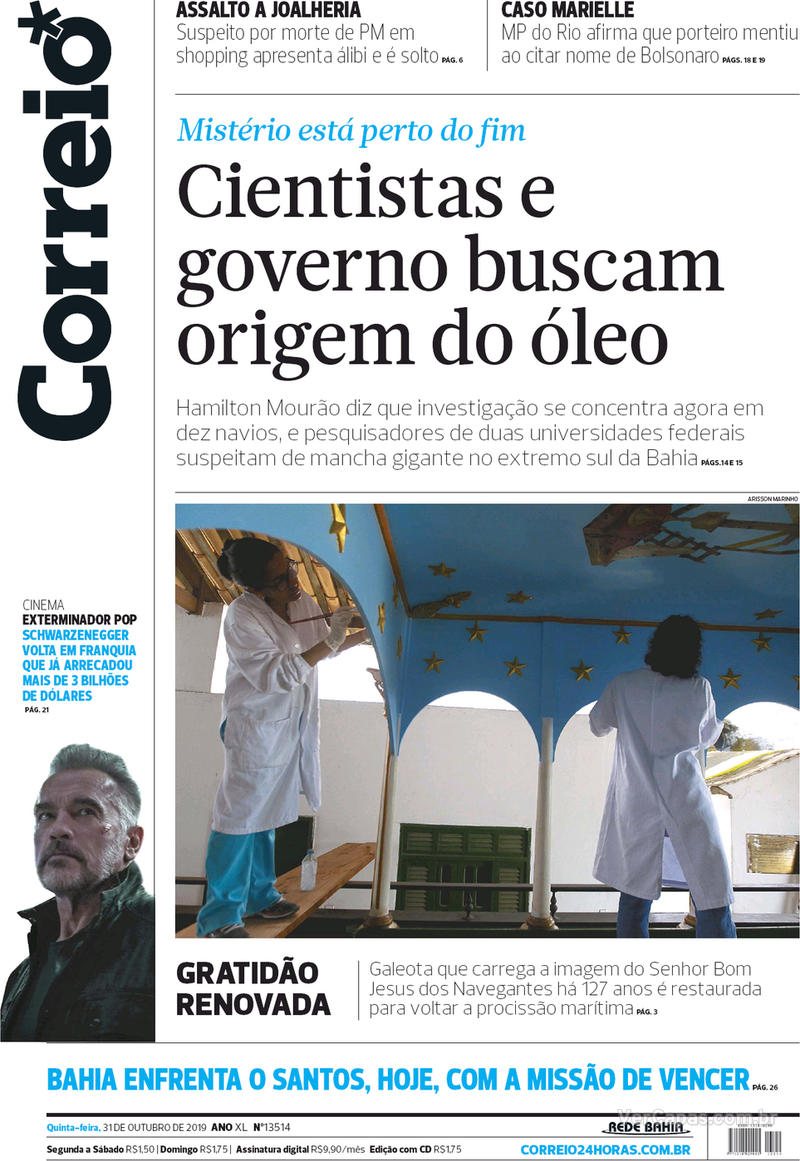 Capa do jornal Correio 31/10/2019