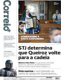 Capa do jornal Correio 14/08/2020