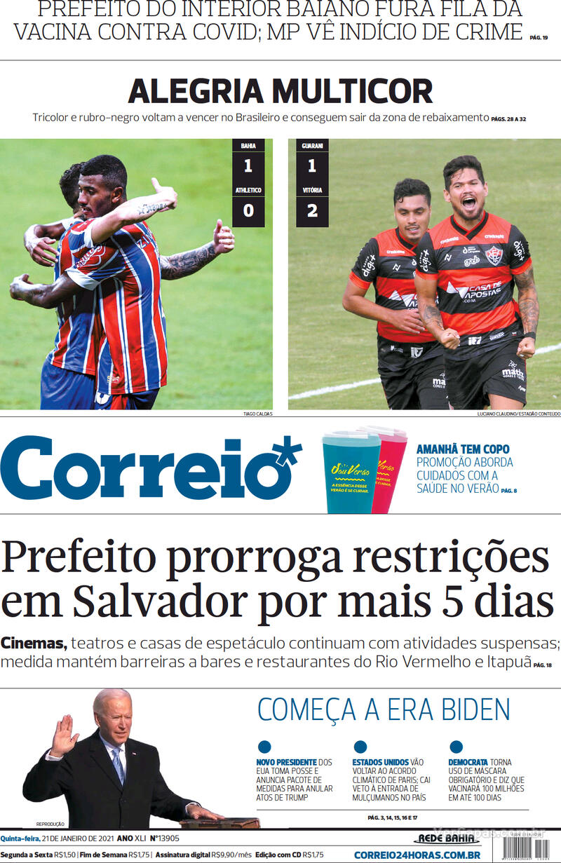 Capa do jornal Correio 21/01/2021