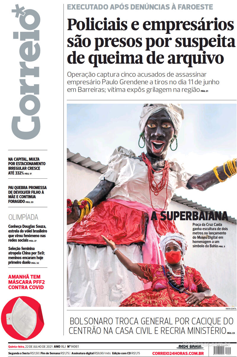 Capa do jornal Correio 22/07/2021