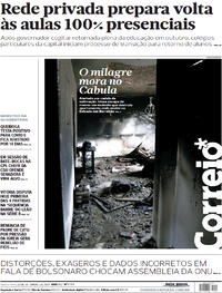 Capa do jornal Correio 22/09/2021