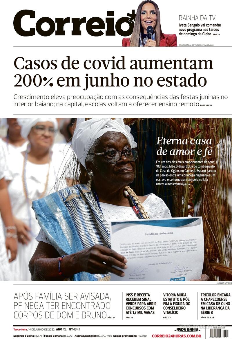 Capa do jornal Correio 14/06/2022