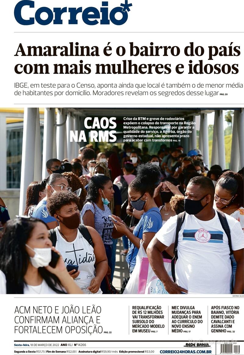 Capa do jornal Correio 18/03/2022