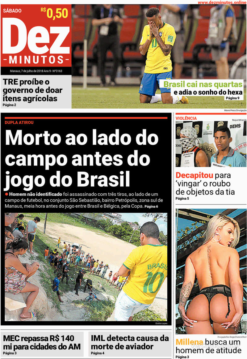Capa do jornal Dez Minutos 07/07/2018