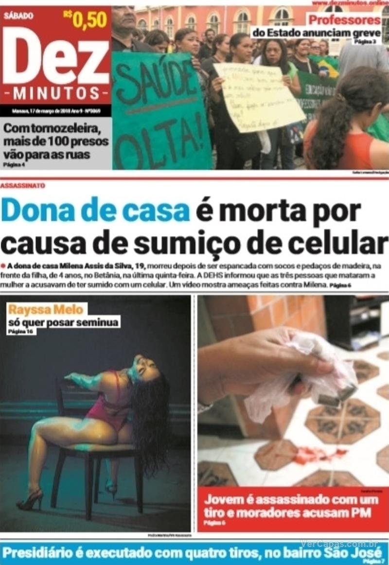 Capa do jornal Dez Minutos 17/03/2018