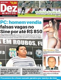 Capa do jornal Dez Minutos 13/04/2018