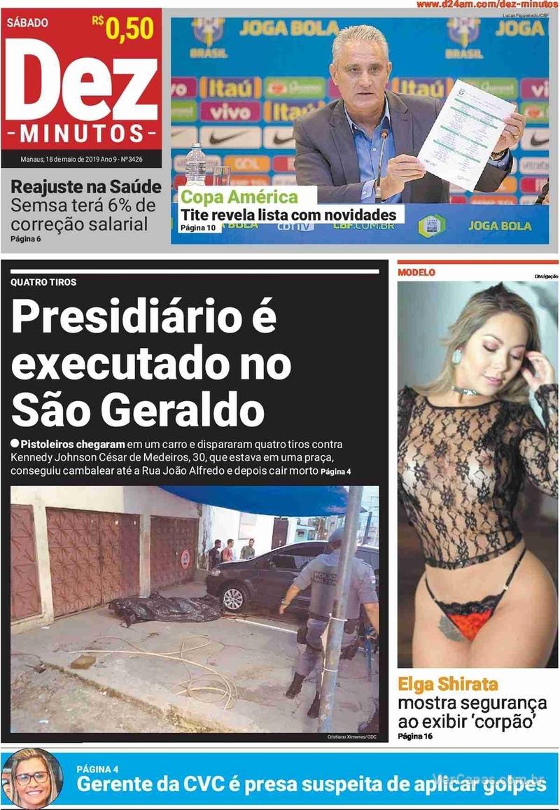 Capa do jornal Dez Minutos 18/05/2019