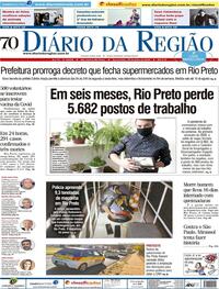 Capa do jornal Diário da Região 29/07/2020