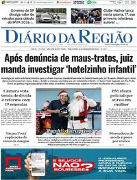 Capa do jornal Diário da Região 16/12/2025