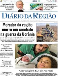 Capa do jornal Diário da Região 03/01/2026