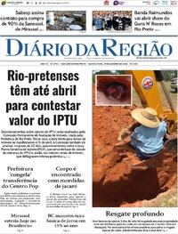 Capa do jornal Diário da Região 29/01/2026