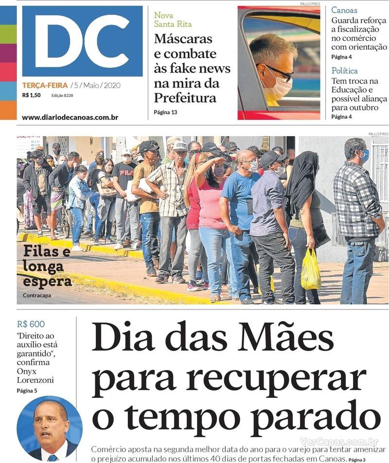 Capa do jornal Diário de Canoas 05/05/2020