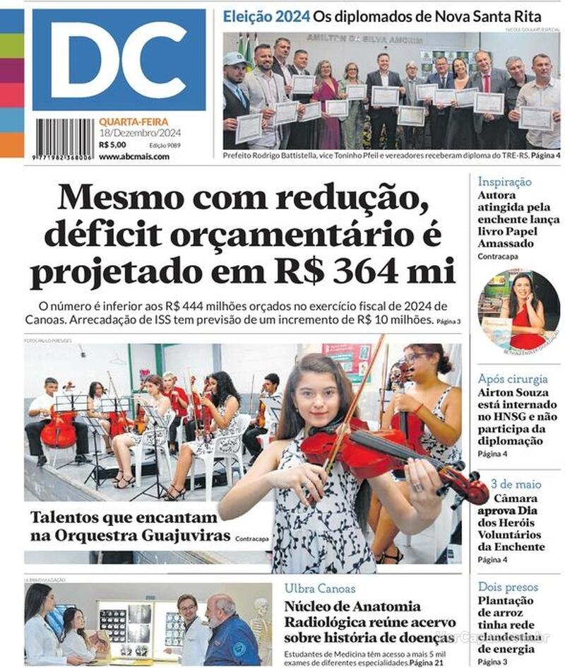 Capa do jornal Diário de Canoas 18/12/2024