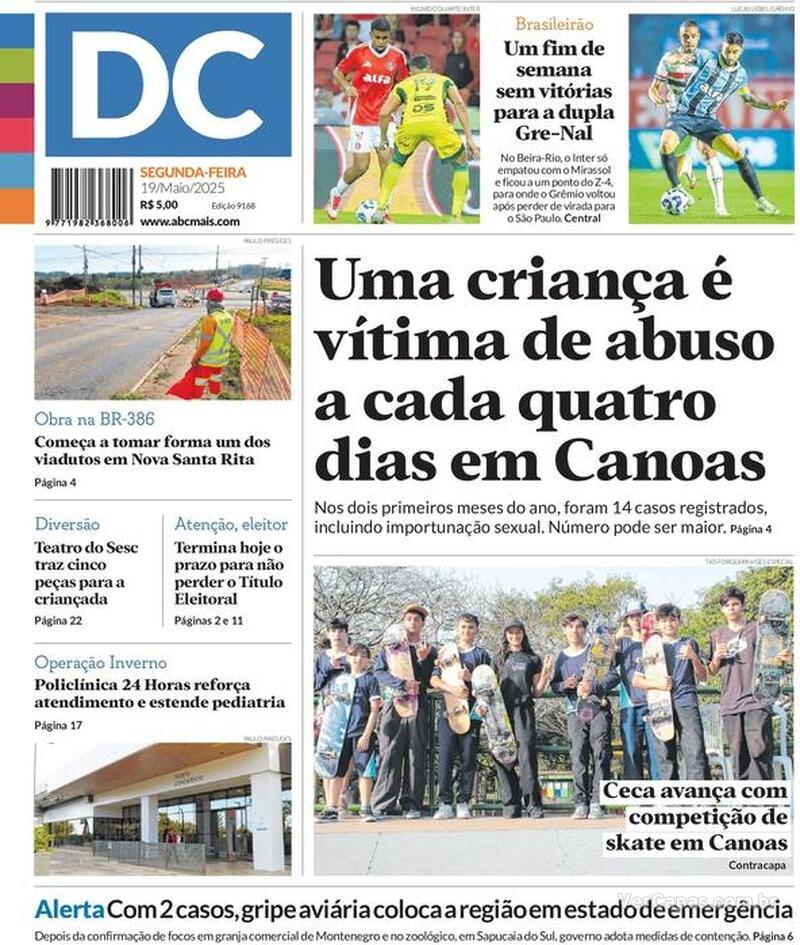 Capa do jornal Diário de Canoas 19/05/2025