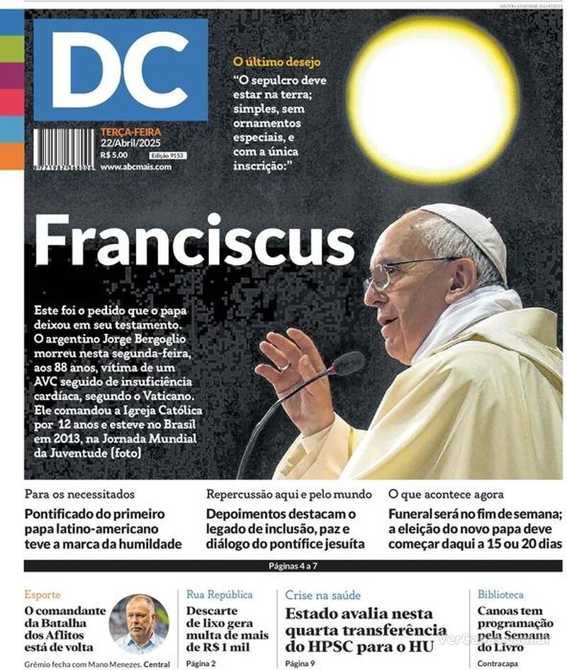 Capa do jornal Diário de Canoas 22/04/2025