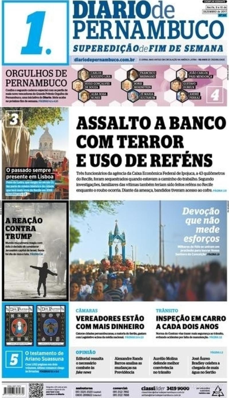 Capa do jornal Diario de Pernambuco 09/12/2017