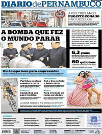 Capa do jornal Diario de Pernambuco 04/09/2017