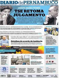 Capa do jornal Diario de Pernambuco 06/06/2017