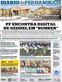 Capa do jornal Diario de Pernambuco 08/09/2017