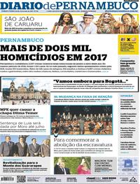 Capa do jornal Diario de Pernambuco 16/05/2017