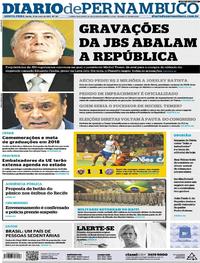 Capa do jornal Diario de Pernambuco 18/05/2017