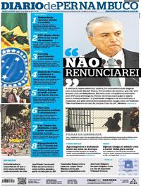 Capa do jornal Diario de Pernambuco 19/05/2017