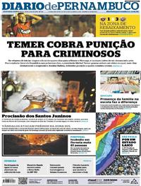 Capa do jornal Diario de Pernambuco 19/06/2017