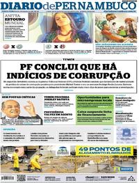 Capa do jornal Diario de Pernambuco 20/06/2017