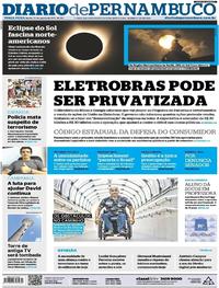 Capa do jornal Diario de Pernambuco 22/08/2017
