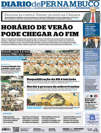 Capa do jornal Diario de Pernambuco 22/09/2017