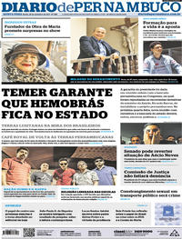 Capa do jornal Diario de Pernambuco 28/09/2017