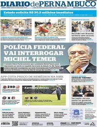 Capa do jornal Diario de Pernambuco 31/05/2017